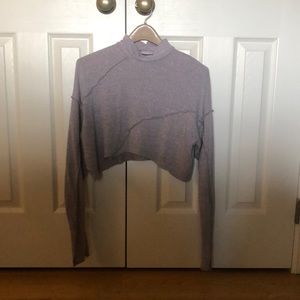 Cropped mock neck top